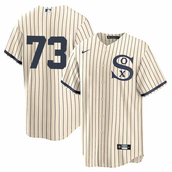 Men Chicago White Sox 73 No Name Cream stripe Dream version Game Nike 2021 MLB Jersey